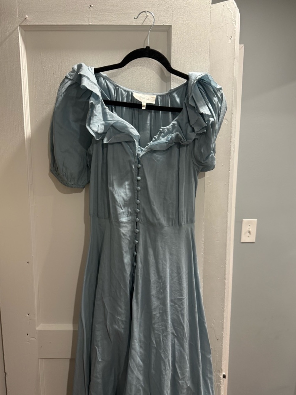 Soft Blue Ruffled Midi Dress - The Great